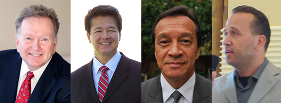 Auditor-Controller Candidates Eric Woolery, John Wayne Willard, Frank Davies, and Mike "Mike" Dalati.  OC Political was unable to find a photo of James T. Benuzzi.