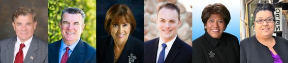 Candidates for 4th Supervisorial District: Mayor Doug Chaffee (D-Fullerton), Retired Fire Captain Joe Kerr (D-Brea), Councilwoman Lucille Kring (R-Anaheim), Mayor Tim Shaw (R-La Habra), Councilwoman Rose Espinoza (D-La Habra), and School Board Member Cynthia Aguirre (D-Brea)